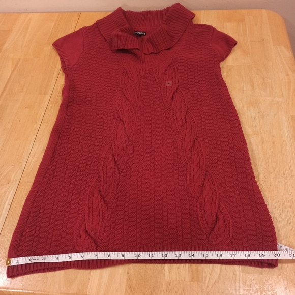 Express Sweater Dress Short Sleeve Cowl Neck Cable Knit Size medium - Picture 14 of 16